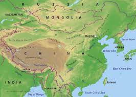 Yarlung zangbo jiang runs east then south till reaches the indian ocean; China Physical Map