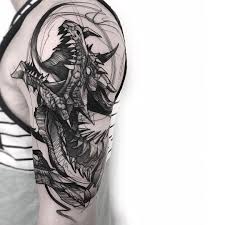 Black And White Dragon Tattoo Sleeve Sketch Black Work Dragon Tattoo Sleeve By Frankcarrilho Sketch Style Tattoos Tattoo Sleeve Designs Dragon Tattoos For Men