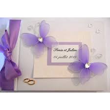 Personnalisez le recto et le verso de votre livre d'or avec vos photos de fiançailles. Livre D Or Mariage Personnalise Theme Papillons Mauves Atelier Du Livre Dor