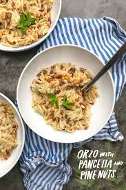 Orzo with Pancetta and Pine Nuts
