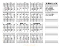 It is printable in 2 colors template : Printable Yearly Calendar 2021 Free Calendar Template Com