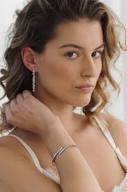 White Gold Rhinestone Straight Drop Bridal Earrings, Modern Bridal Jewelry  — Jade Oi Studio Jewelry For the Cool Everyday Women