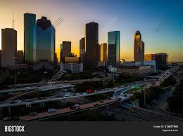 Black and white sabine street bridge, texas skyline photography, 8x10 to 24x36: Sabine Street Bridge Image Photo Free Trial Bigstock
