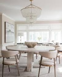 Neutral Dining Room Design Modern Farmhouse Dining Room Design With Chandelier Rou Round Dining Table Modern Round Dining Room Table Modern Round Dining Room