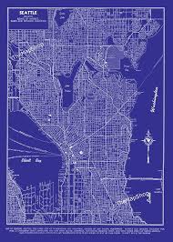 Seattle Map Seattle Blueprint Map Seattle Street Map Vintage Print Poster Seattle Map Los Angeles Map Vintage Map