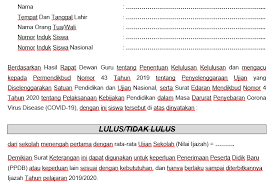 Yang bertanda tangan di bawah ini,kepala sekolah dasar negeri 026 bangko permata. Surat Keterangan Lulus 2020 Untuk Sd Smp Sma Katulis