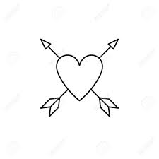 Heart with arrow tattoo drawing. Tattoo Line Sketch Icon Isolated On White Background Heart Arrow Love Symbol Amour Symbol Tattoo Studio Concept Can Be Used For Topics Like Shop Tattoo Salon Simple Drawing Royalty Free Cliparts Vectors