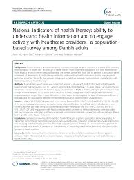 Pdf National Indicators Of Health Literacy Ability To Understand Health Information And To Engage Actively With Healthcare Providers A Population Based Survey Among Danish Adults