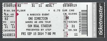 2014 One Direction Full Concert Ticket Sun Bowl Stadium