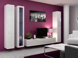 Furniture Interior Contemporary White Floating Tv Stands With Media Shelving Attached Violet Wall Co Living Room Wall Units Modern Tv Wall Units Living Room Tv