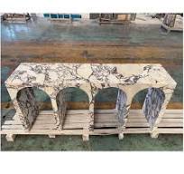 Mesa de Mármore Calacatta Viola em Forma de Arco para Decoração de Casa  Mesa de Entrada de Luxo Mesa Console de Mármore