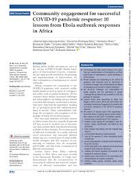Vaccines against ebola arrived in the country last weekimage caption: Pdf Community Engagement For Successful Covid 19 Pandemic Response 10 Lessons From Ebola Outbreak Responses In Africa
