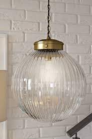 Brydon 1 Light Globe Pendant The Brydon Ceiling Pendant Features A Ribbed Round Glass Shade Hangi Pendant Light Kit Glass Pendant Light Pendant Light Fixtures