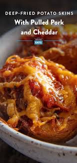 Deep Fried Potato Skins With Pulled Pork And Cheddar Recipe Recipe Serious Eats Potato Skins Pulled Pork