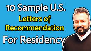 10 Sample Us Letters Of Recommendation For Residency - Youtube