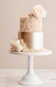 Gold 2 Tier Cream Floral Wedding Cake 26 Mv Wedding Cakes We Love This Year Floralweddingcakes Wedding Cake Toppers Cool Wedding Cakes Gold Wedding Cake