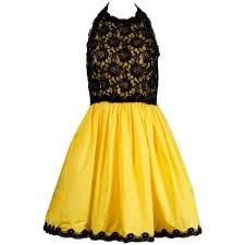 Preowned Unworn With Tags Bill Blass Vintage Yellow Black Lace 450 Liked On Polyvor Black Lace Halter Dress Yellow Vintage Dress Vintage Halter Dress