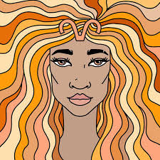 Retrato De Niña Capricornio Con Cabello Ondulado. Signo Del Zodiaco.  Ilustración Vectorial Ilustraciones svg, vectoriales, clip art vectorizado  libre de derechos. Image 165623588