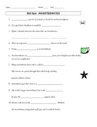 Bill Nye Invertebrates Video Guide Sheet Bill Nye Invertebrates Teaching Science