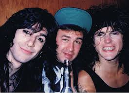 Backstage, LA Guns at the Troubadour, West Hollywood May 1987. I hadn't  seen Kelly in awhile and gave him a kiss hello. Phil looks