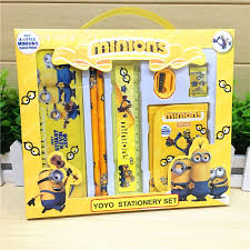7 Pcs Set Cartoon Minion Stationery Set Novelty Kawaii Students School Supplies Children Back To School Study High Qu Stationery Stationery Set School Supplies