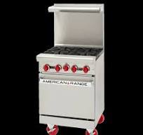 American Range AR-4 24" Commercial (4) Burner Gas Range w/ (1) Standard Oven