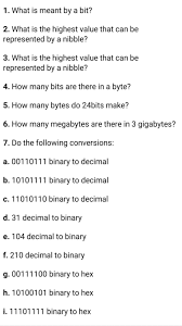 Bit, byte, mb, gb, tb, and pb. 1 What Is Meant By A Bit 2 What Is The Highest Chegg Com