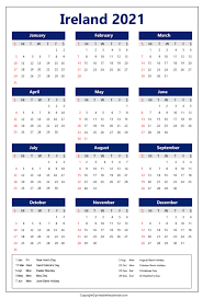 These printable calendar 2021 with different templates are designed so that users of different fields can choose any of the calendar 2021 and make schedules, check holidays, functions, festivals, their meeting plans accordingly. Ireland Calendar 2021 With Holidays Free Printable Template