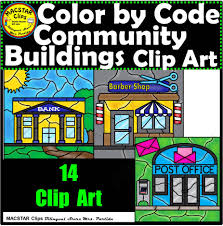 Community Buildings Color By Code Clip Art Clipart Images Clip Art Art Clipart Lettering