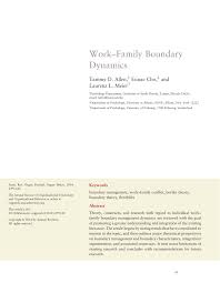 Pdf Work Family Boundary Dynamics
