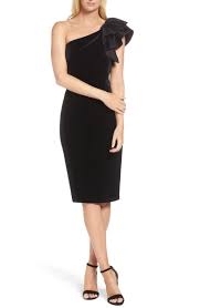 Free Shipping And Returns On Eliza J One Shoulder Velvet Sheath Dress At Nordstrom Com Rich Velvet Up Velvet Sheath Dress Velvet Party Dress Nordstrom Dresses