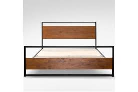 Zinus good design winner suzanne 6 metal and wood platforma bed with slat support, queen. Zinus Suzanne Metal And Pine Wood Platform Bed Frame With Headboard And Footboard Mattress Base Support Wooden Slat Black Steel Ironline Industrial Matt Blatt