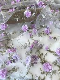 3d Lilac Flower Green Leaf Fabric On Organza Lace Fabric For Tutu Flower Girl Dress Bridal Dress Weddings Violet Aesthetic Lavender Aesthetic Flower Aesthetic