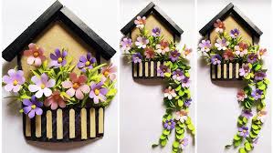 ‪Cardboard flower house 🏠 || hanging plant with flowers || decoration idea  || wallmate || DIY craft. - YouTube‬‏