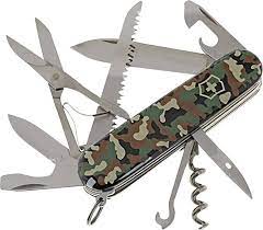 The wood saw and scissors combined with the two standard knife blades and openers. Victorinox Huntsman 1 3713 94 Swiss Army Knife No Of Functions 15 Camouflage Conrad Com