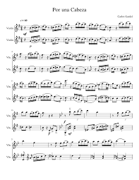 chorus gm f por una cabeza d# a# todas las locuras cm gm su boca que besa. Por Una Cabeza For Two Violins Sheet Music For Violin String Duet Musescore Com