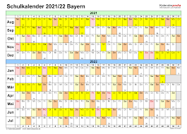 Kalender 2021 auch zum ausdrucken auf a4. Schulkalender 2021 2022 Bayern Fur Excel