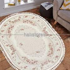 Simetrik desenli dijital baskılı halı. Liviadora Bravo Oval Hali 5376s M0522 Halilar Hali Klasik