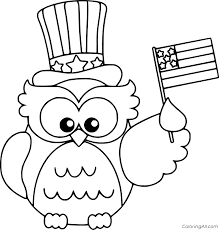 F is for flag coloring page that you can customize and print for kids. Owl Holds The Usa Flag Coloring Page Coloringall