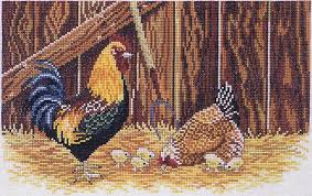 Your design is stitched in this same order: Barn Chickens Cross Stitch Kit By Eva Rosenstand