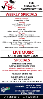 ALL WEEK SPECIAL OFFERS | The Cock & Bull Restaurant & Pub | Hartbeespoort