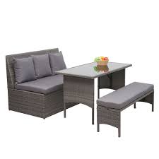 1x gartenbank mit hochklappbaren tisch wie abgebildet ohne deko. Poly Rattan Garnitur Hwc G16 Garten Lounge Set Sitzgruppe Gastronomie 2er Sofa Tisch Bank