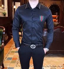Wholesale Mens Designer Long Sleeve Shirts For Sale Gucci Shirts Men Mens Shirt Dress Gucci Outfits