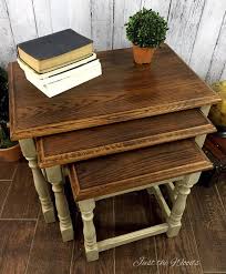 The Most Unique Way To Make Over Oak Stacking Tables Rustic Furniture Decor Painted Furniture Furniture