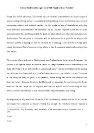 Support every argument of your critique with examples. Doc Critical Analysis Of George Eliot S Silly Novels By Lady Novelists Rebecca Salter Academia Edu
