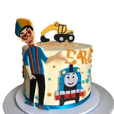 Unavailable per item cake pictured is shown on a 8 double cake. Blippi Cake