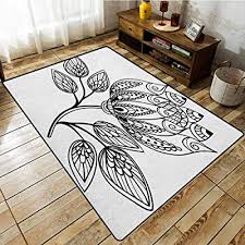 Maybe you would like to learn more about one of these? Buy Skid Resistant Rug Henna Hand Drawn Monochrome Floral Pattern With Ornamental Petals And Leaves Swirls Curves Anti Static Water Repellent Rugs 53 X710 Black White Online In India B07t3tn2zq