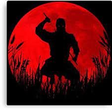 Red Moon Ninja Canvas Print By Maryedenoa Ninja Art Samurai Art Samurai Artwork