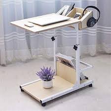 New Taesouw Home Computer Desk Wheels Portable Side Table Bed Sofa Hospital Reading Laptop Stand Adjustable Small Side Table Color Beige Size 603555cm O In 2020 Computer Desks For Home