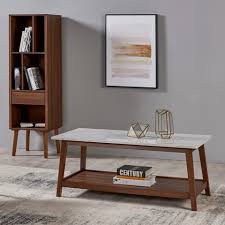 Vintage 1970's marble coffee table mid century solid wood regency style base beautiful extra thick top mod8furnituremarket 5 out of 5 stars (487) $ 375.00. Walnut Coffee Table Faux Marble Finish Top Teamson Home Uk